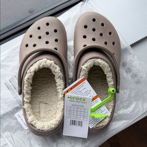 NEW CROCS Classic Lined Clog in Beige